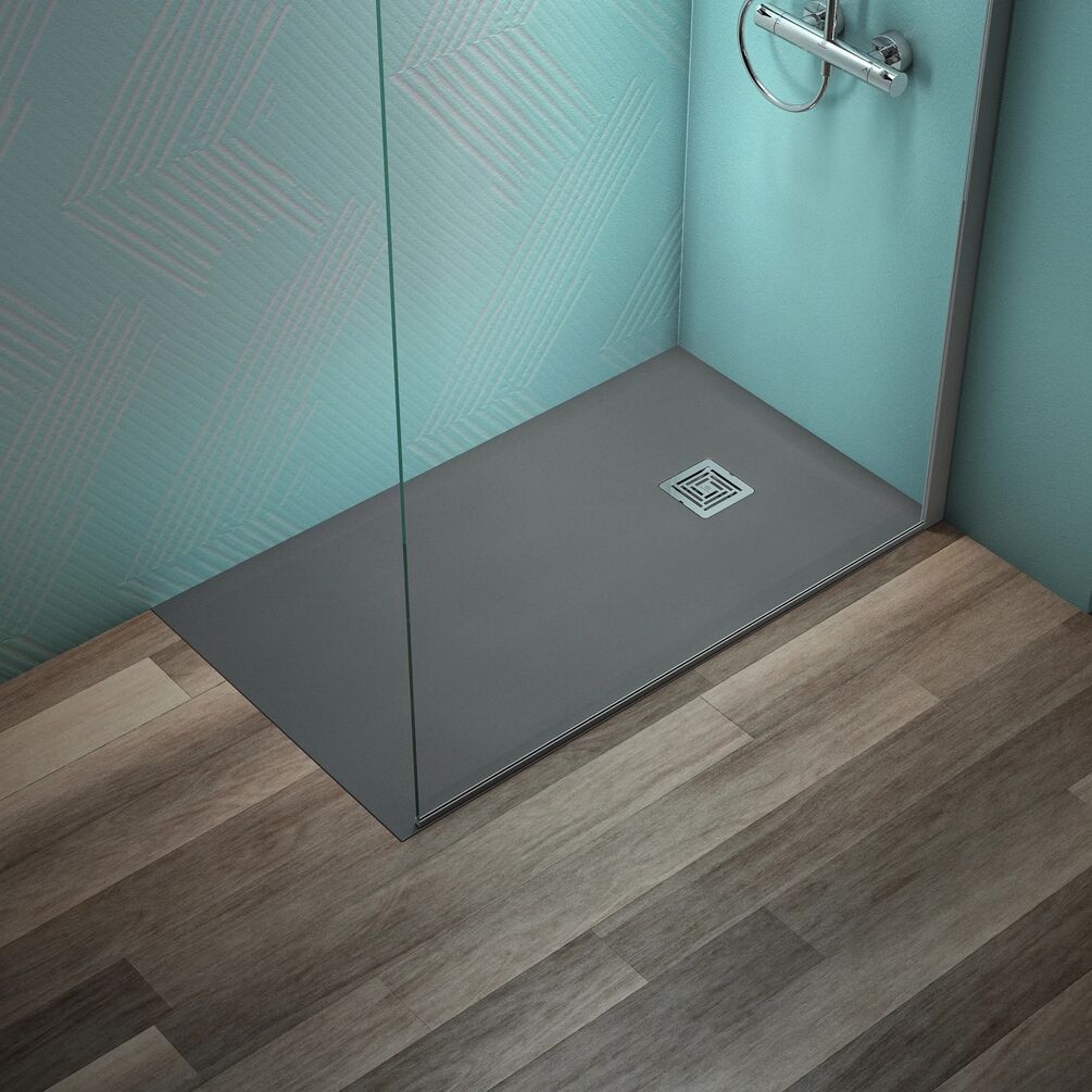 Lifestyle image of Ideal Standard Ultraflat S+ Concrete Grey 1200 x 700mm Stone Resin Shower Tray